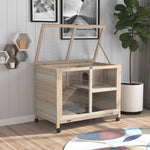 Wood Rabbit Hutch Bunny Cage Pet House Indoor W/ Tray Ramp | Brown