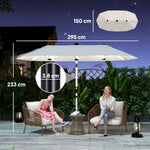 3 M Double-sided Garden Parasol With Solar Lights | Cream
