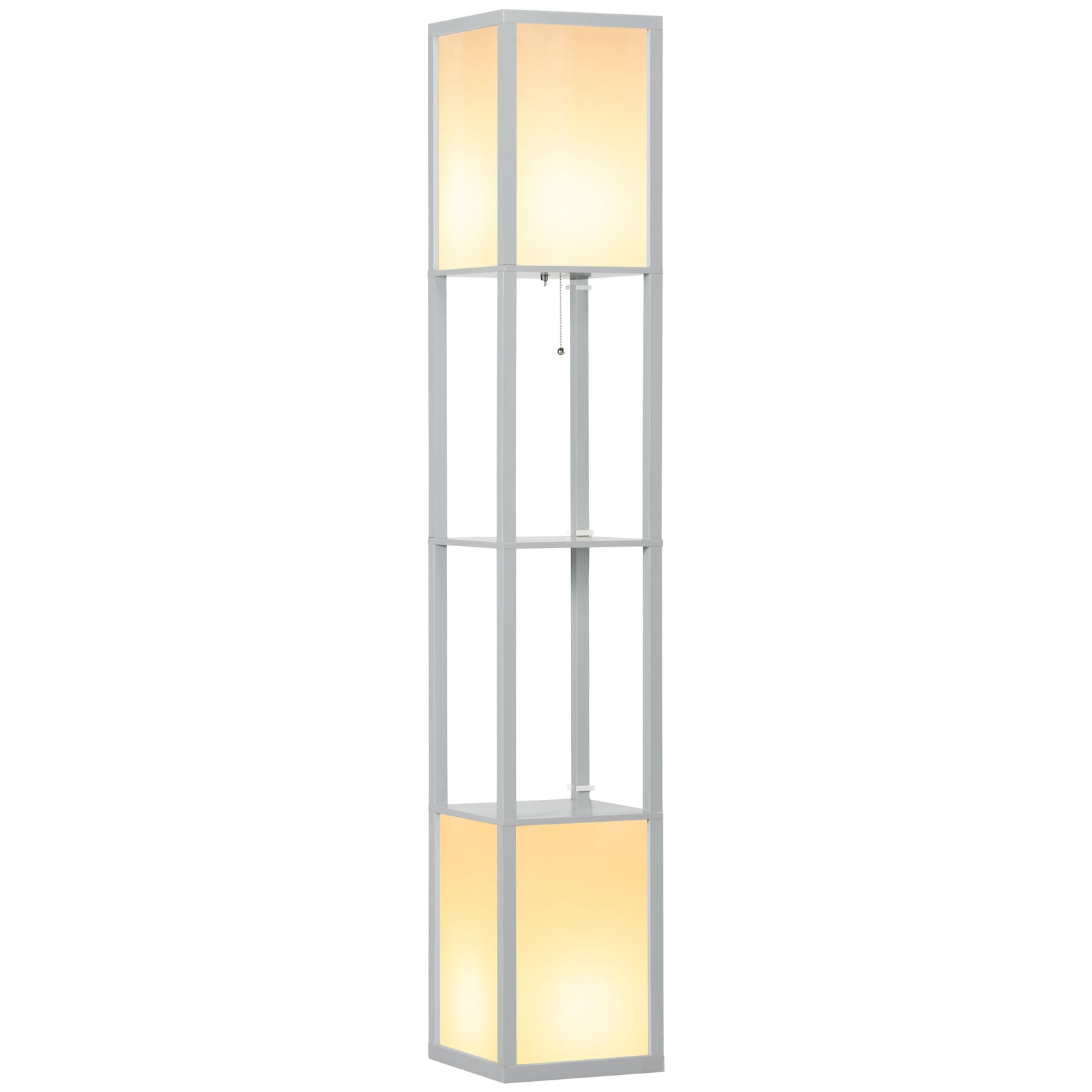 Shelf Floor Lamp With Dual Light For Living Room, Bedroom | One Size | Gray