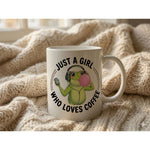 Dyzi Just A Girl Who Loves Coffee Frog Quote Ceramic Mug White