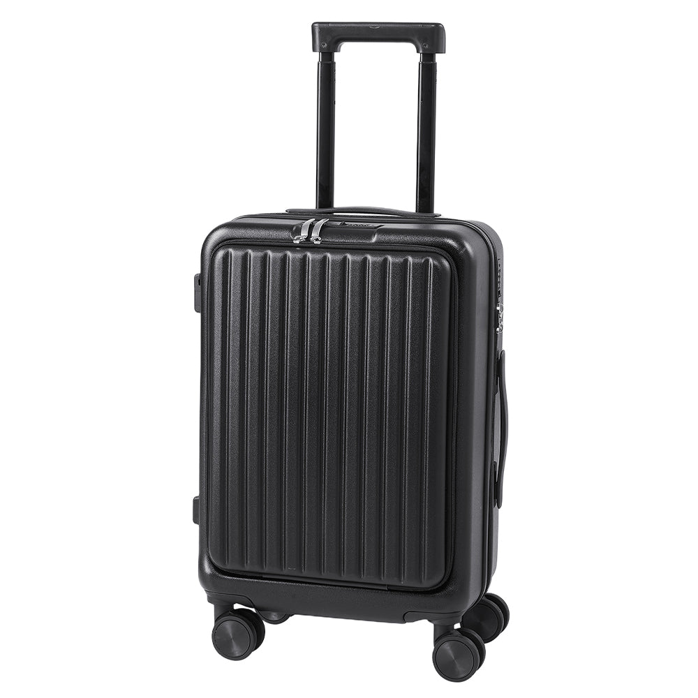 20 Inch Front Opening Suitcase With Tsa Lock And Usb Charging Port | Black