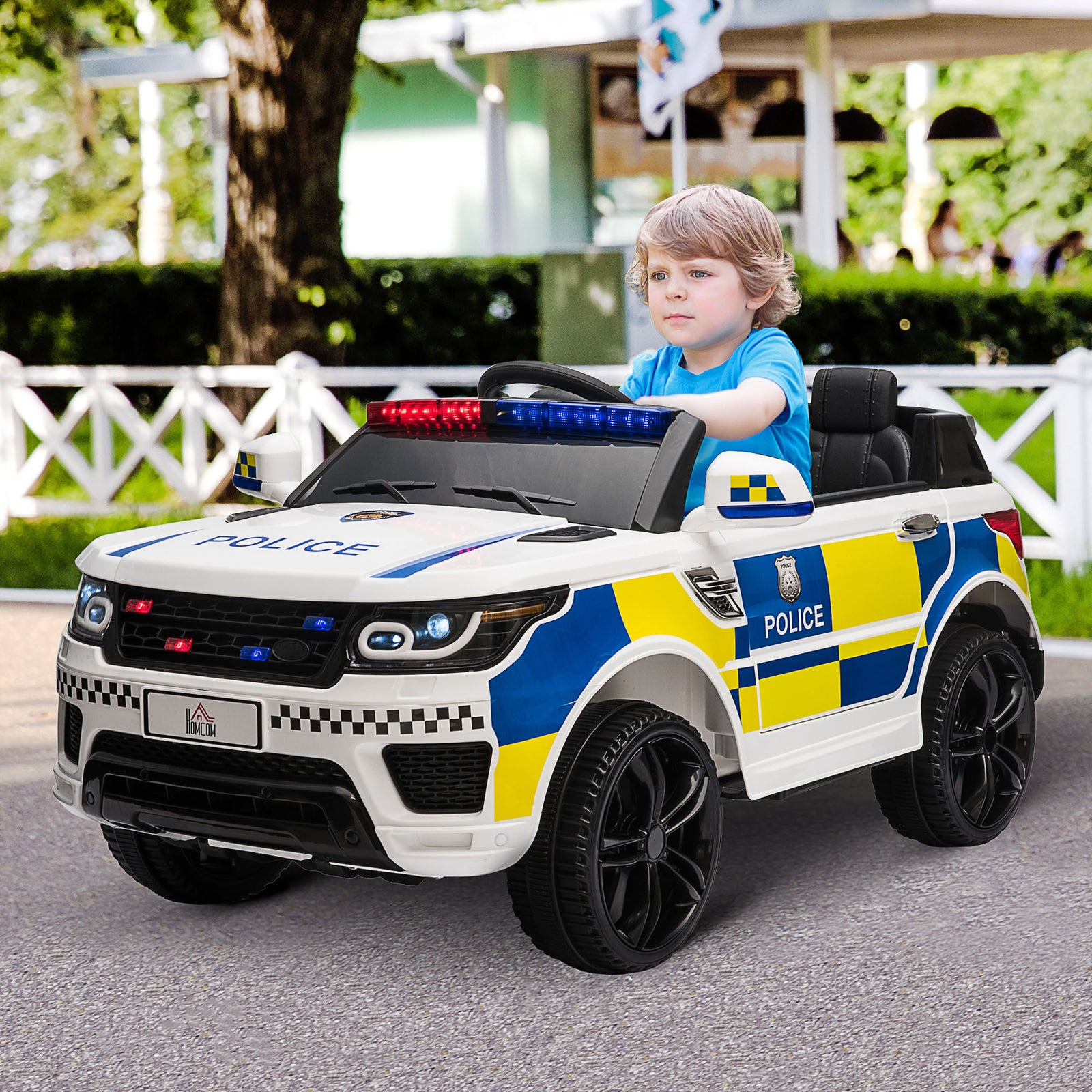 12v Kid Electric Ride On Police Car W/ Remote Siren Bluetooth 3-6 Years