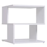 Square 2 Tier Wood Coffee Side Table Storage Shelf Rack | White