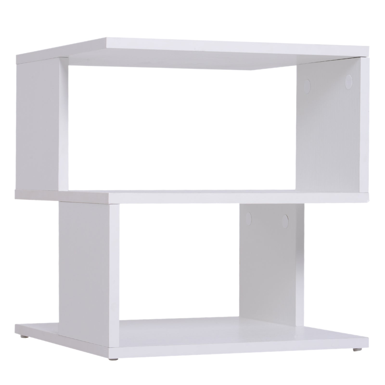 Square 2 Tier Wood Coffee Side Table Storage Shelf Rack | White