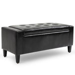 Pu Leather Storage Bench, Wooden Frame | Black