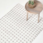 White Geometric Black Diamond Chindi Rug | 150cm x 240cm | White