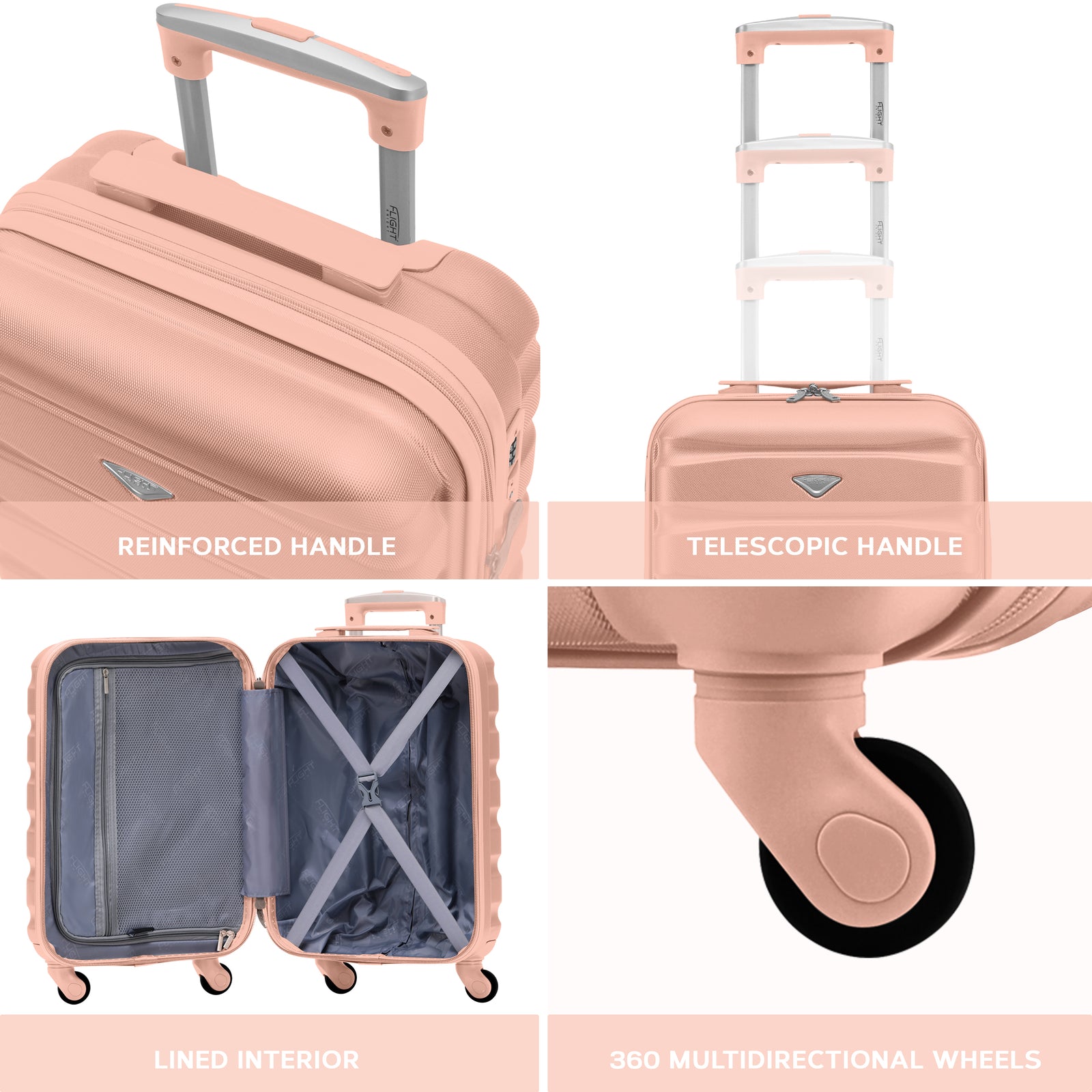 55x35x20cm Lightweight 4 Wheel Cabin Carry On Suitcase Overhead Case Approved For 100+ Airlines With Integrated Tsa Lock | 55 x 35 x 20cm | Rose Gold
