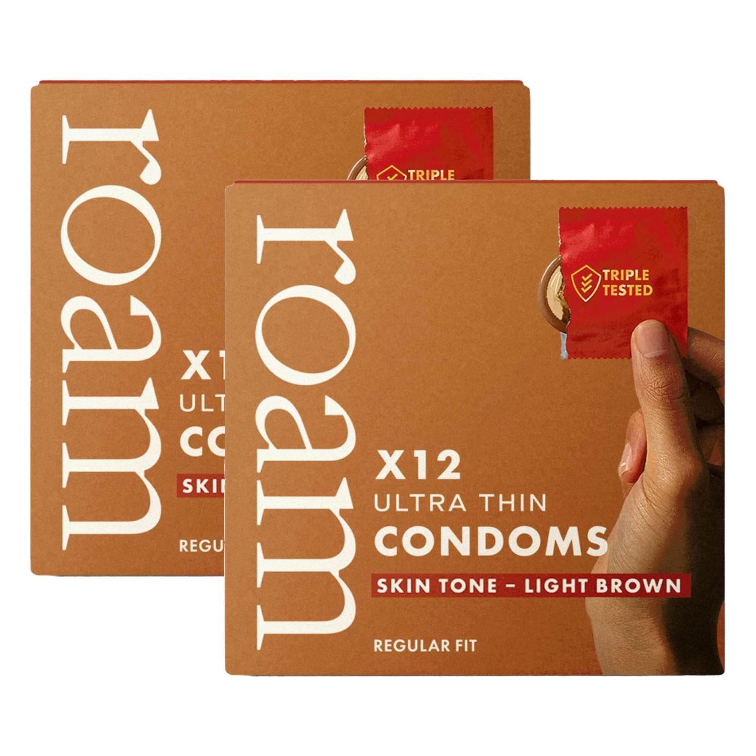24x Light Brown Regular Fit Condom For Safer Sex (2x12 Pack)
