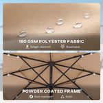 2.8 M Garden Parasol Umbrella With Light, Patio Umbrella | Khaki