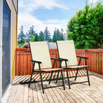 Garden Armchairs Patio Folding Modern Furniture | Set of 2 | Beige