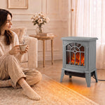 Electric Fireplace, Freestanding Log Burner, Led Flame Effect | Grey