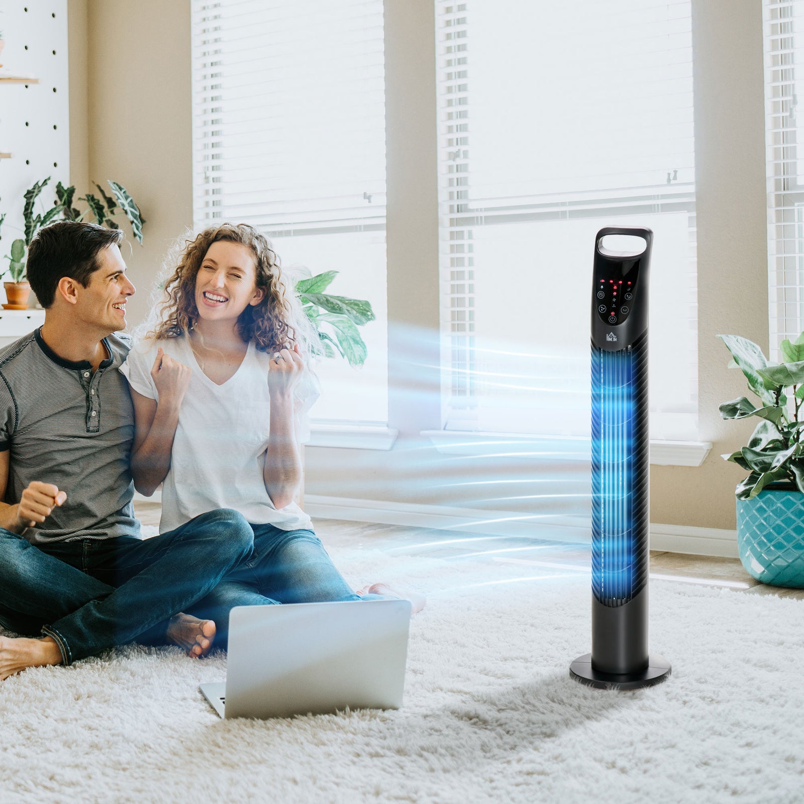 78.5cm Oscillation Tower Fan With Remote Control 40w | One Size | Black