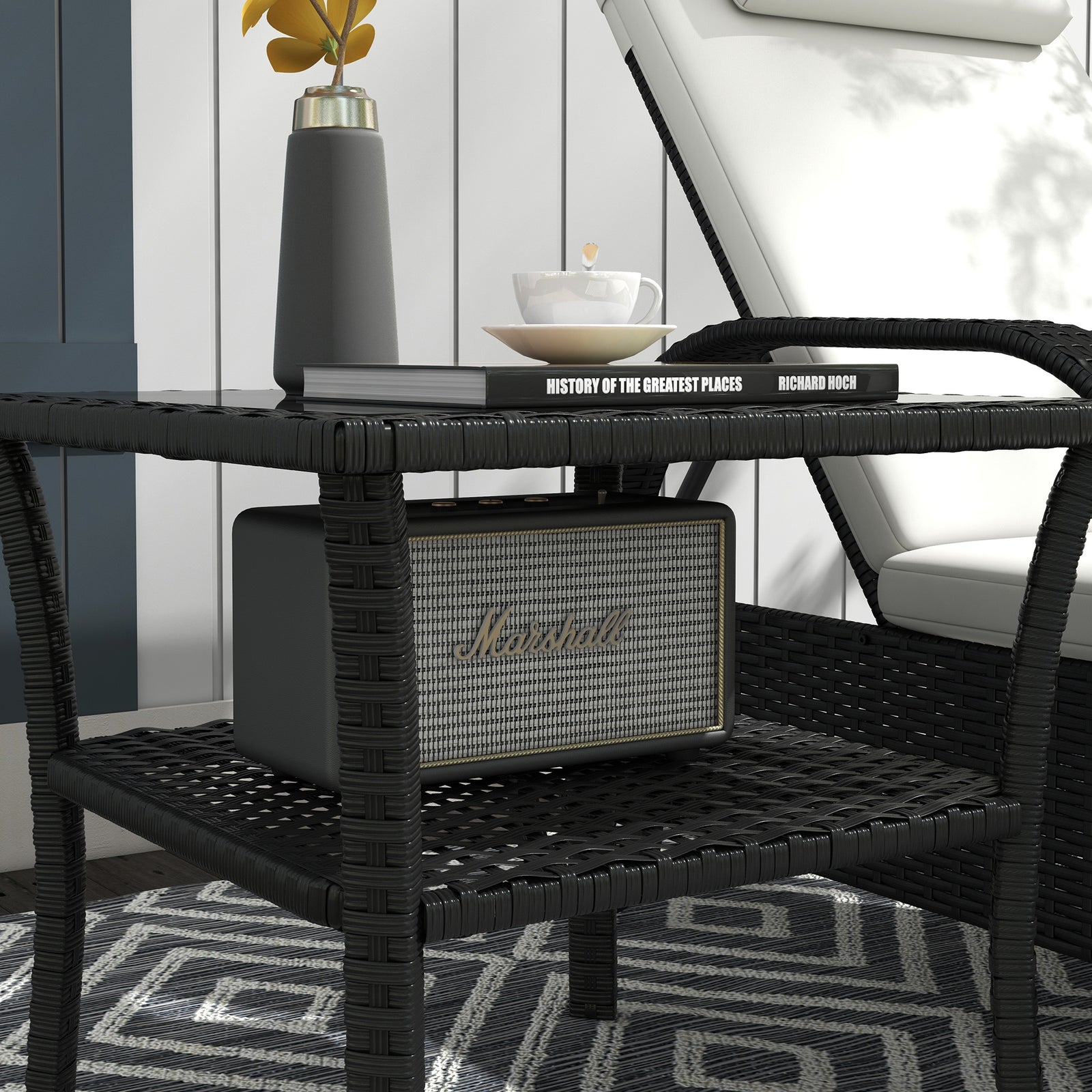 Black Pe Rattan Coffee Table