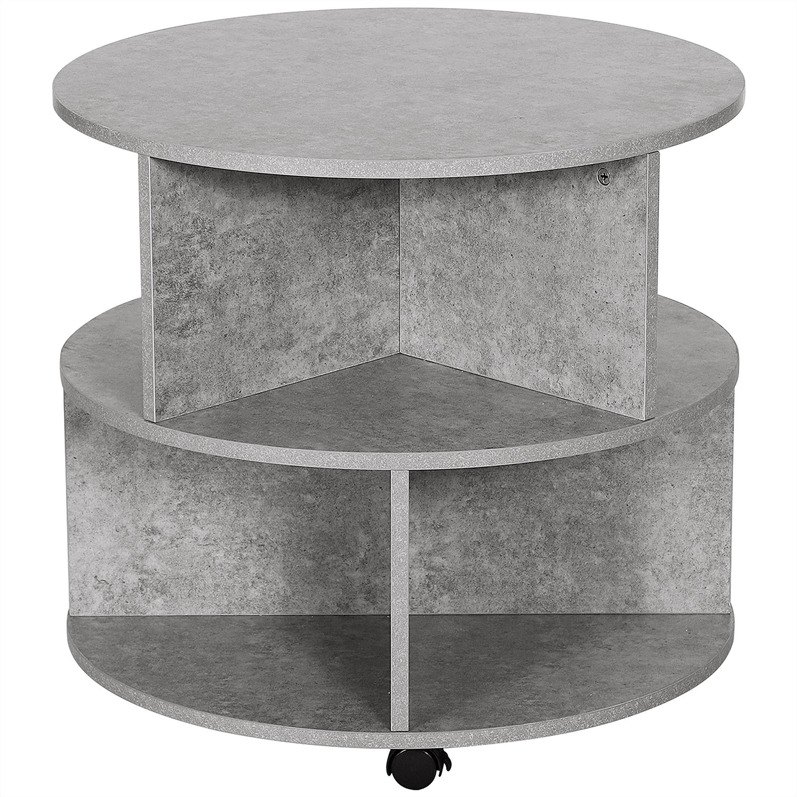 2 Tier Round Coffee Table With Shelves