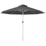 Garden Parasol W/ Usb & Solar Led Lights, Crank Handle | Dark Gray