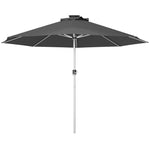 Garden Parasol W/ Usb & Solar Led Lights, Crank Handle | Dark Gray