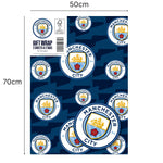 Manchester City FC Gift Wrap, 2 Sheet 2 Tag, Official Product