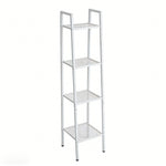 4-tier Freestanding Metal Ladder Shelf With Mesh Shelves | White