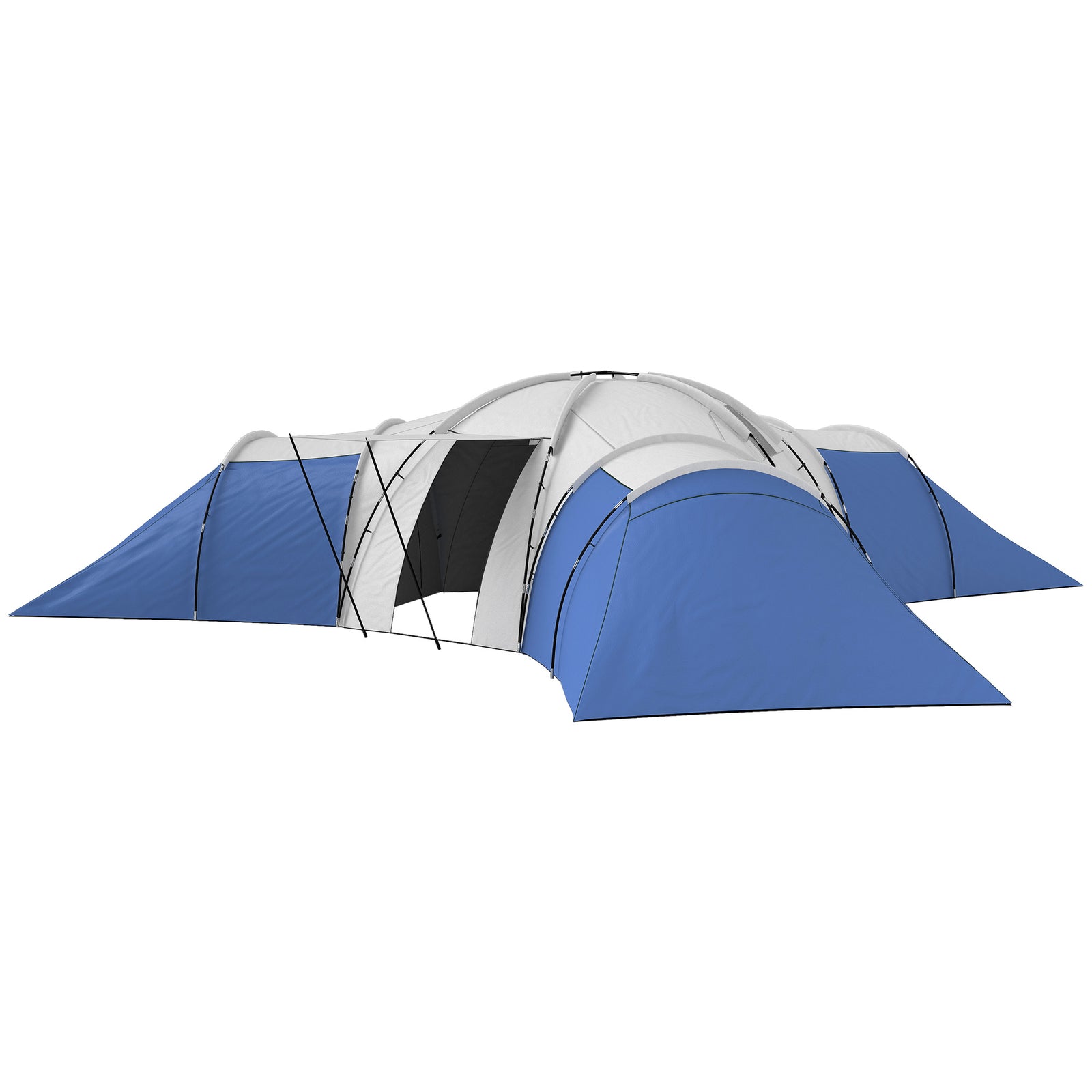 6-9 Man Tunnel Tent, 2000mm Waterproof, 3 Bedroom