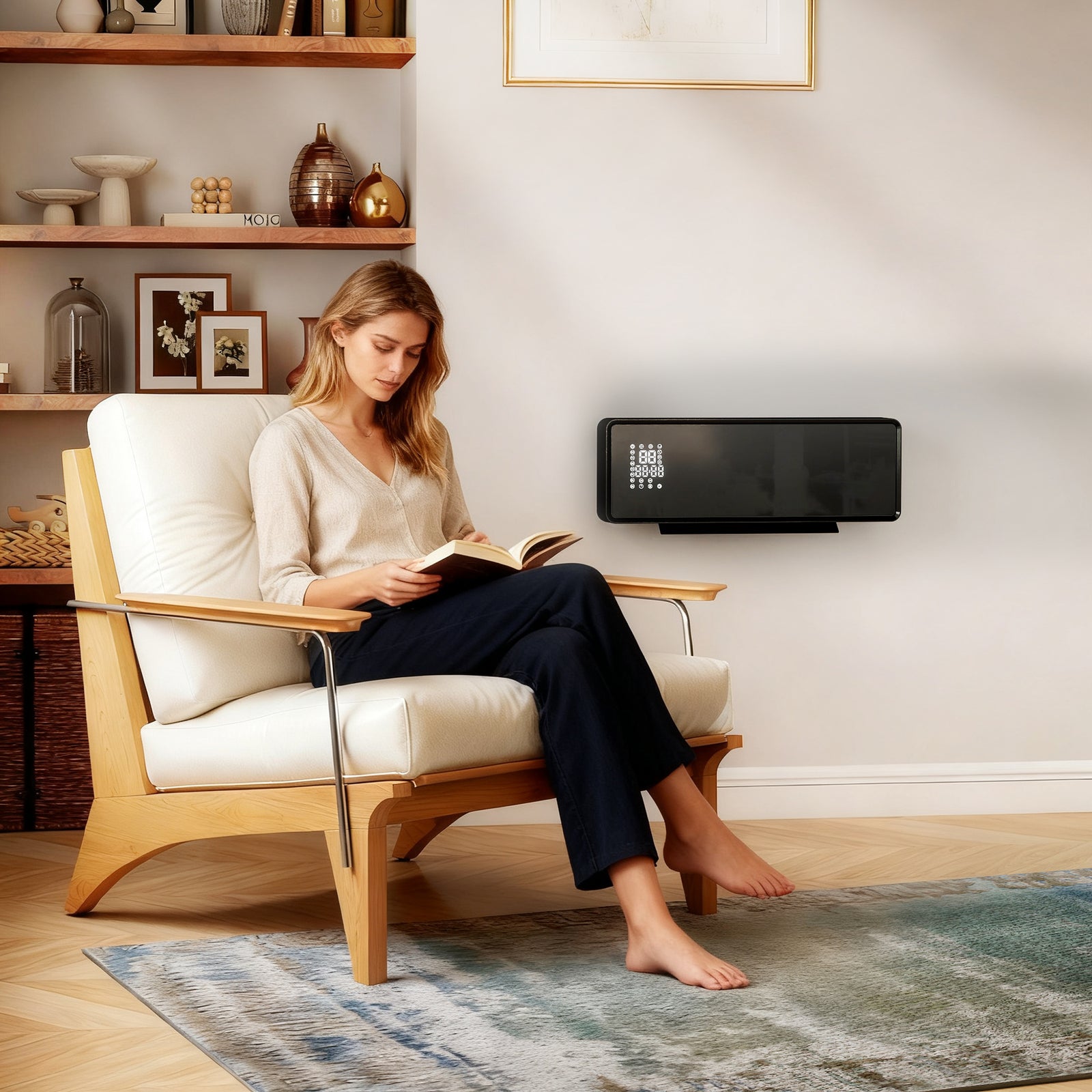 2000w Ceramic Electric Heater With Fan, Wall Mounted | Black