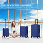 Set Of 3 Hard Shell Suitcases Overhead Carry On Cabin Bag & Check In 20kg+ Medium And Large Bag. | Set of 3 | Navy Blue