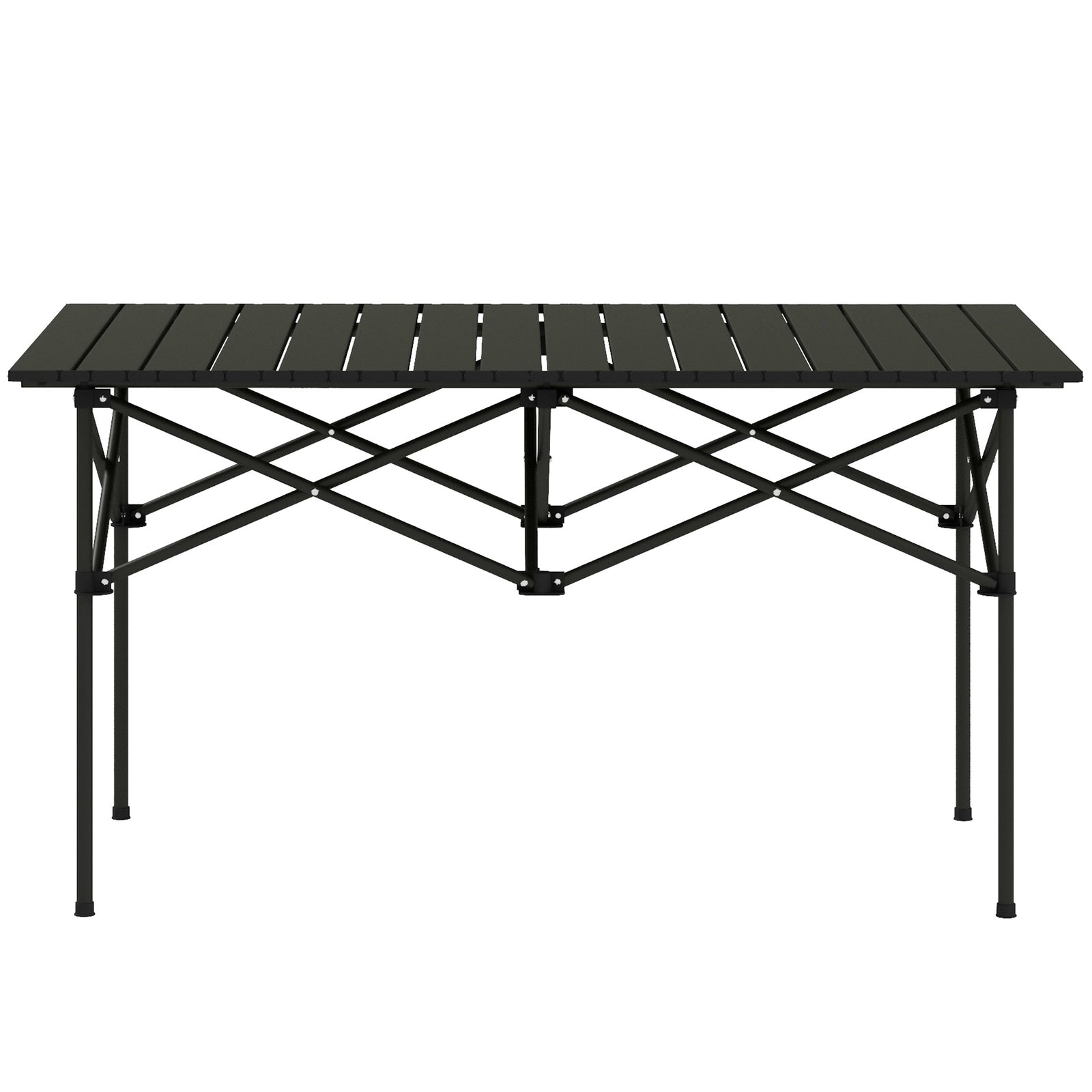 Portable Folding Camping Table W/ Roll Up Aluminium Top | Black