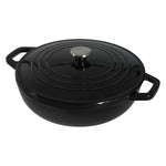 Cast Iron Enameled Dutch Oven Bread Baking Casserole Pot Self-basting Lid | Black