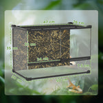 Glass Terrarium, Reptile Vivarium With Stone Background | 48l | Black