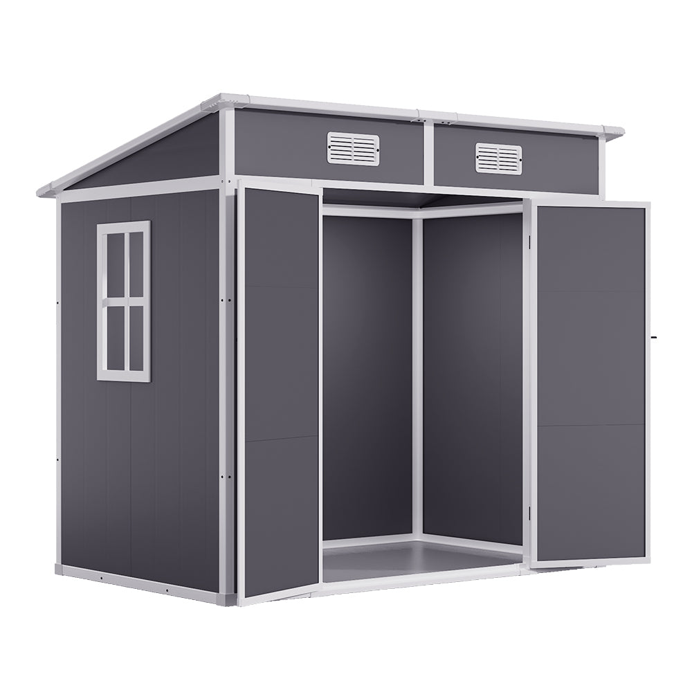 6x4ft Outdoor Plastic Garden Shed With Window, Vents And Floor Weather-resistant Storage For Tools & Equipment