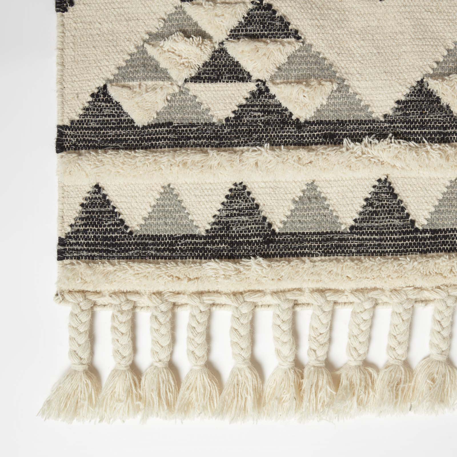 Kota Black & Grey Kilim Wool Rug | 150cm x 95cm | Black & Grey