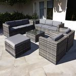 Malta Rattan 9 Seat U-shape Set | 9 Seat | Walnut Grey