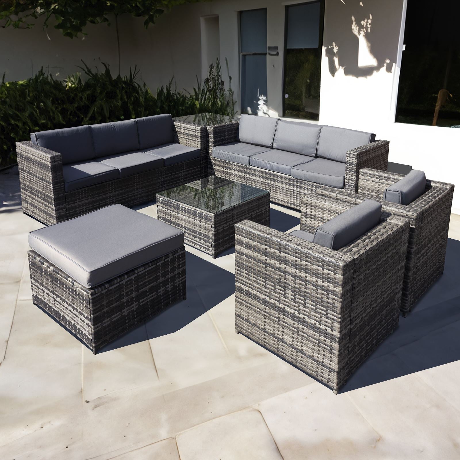 Malta Rattan 9 Seat U-shape Set | 9 Seat | Walnut Grey