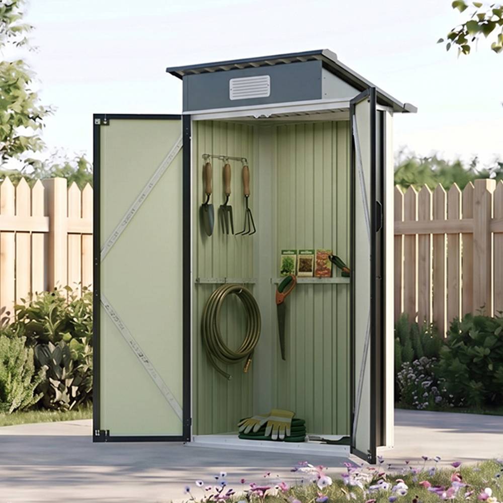 3x2ft Outdoor Metal Garden Storage Shed Small Garden Shed | Black & White