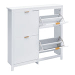 Breeins Flip Down Wood Shoe Cabinet In White