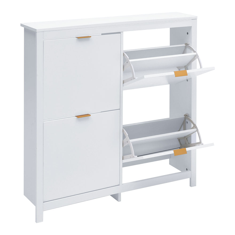 Breeins Flip Down Wood Shoe Cabinet In White