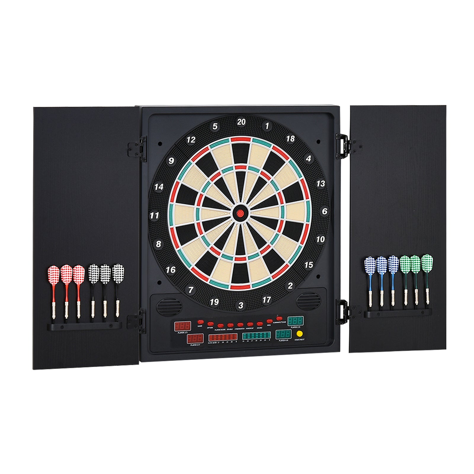 Electronic Dartboard Led 27 Games Storage Cabinet