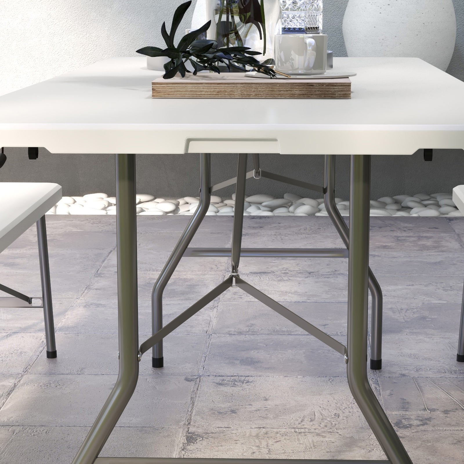 Folding Garden Table, Patio Table W/ Metal