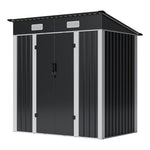Breeins 6x4ft Lockable Metal Outdoor Storage Shed with Pent Roof, Double Hinge Doors & Air Vents, Weather-Resistant Garden Tool Storage House