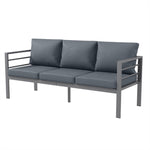 3-seater Aluminium Garden Bench W/ Cushions, Grey
