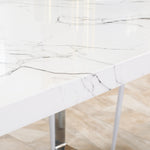 Modern Dining Table With Marble Effect Top Steel Legs