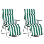 Set Of 2 Adjustable Sun Lounger Recliner Reclining Seat | Green