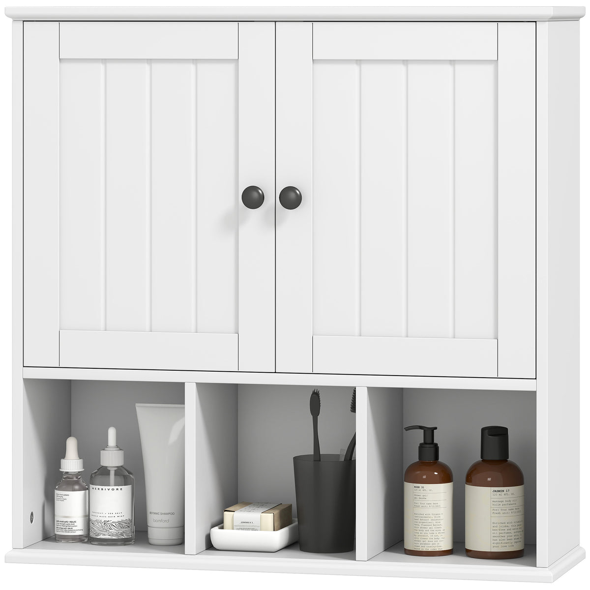 HOMCOM Bathroom Wall Cabinet, Medicine Cabinet With Open Compartments, Shelf