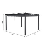 4m X 4m Aluminium Pergola With Retractable Roof,charcoal Grey,outdoor Garden Gazebos Water-resistant