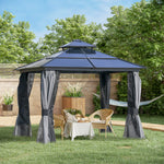 Pc Hardtop Gazebo W/ Double Roof & Aluminium Frame | Medium | Charcoal Gray