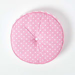 Polka Dots & Stripes Round Floor Cushion | 43cm x 43cm | Pink