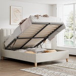 Rhodes Velvet Ottoman Bed | Double | Natural