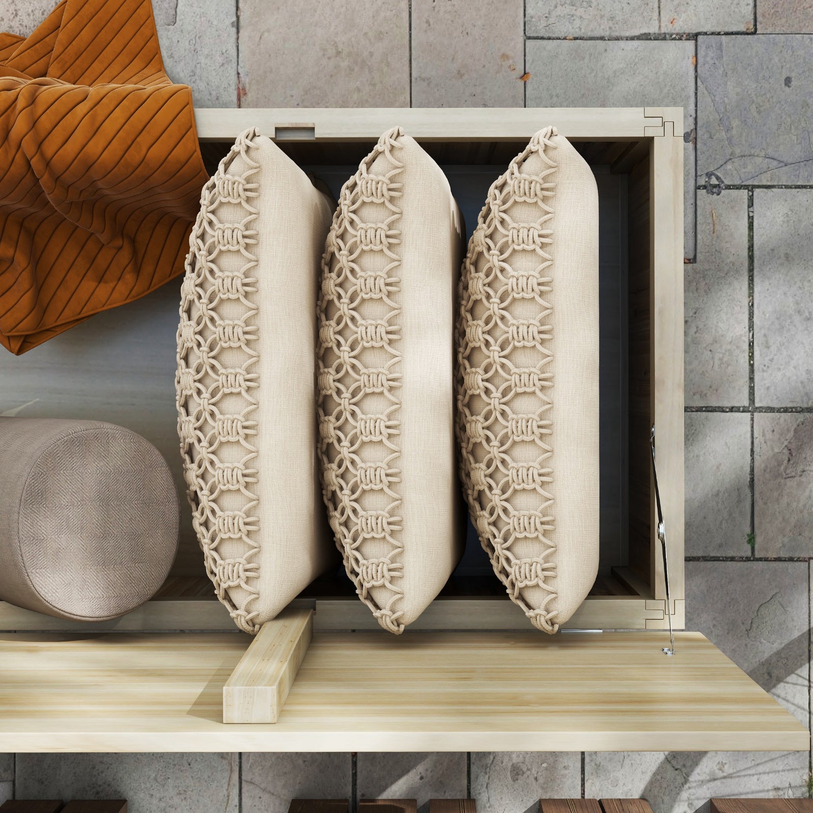 172l Outdoor Wooden Storage Box Terrace Box Natural
