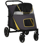 Foldable Dog Carriage W/ Universal Wheels, Shock Absorber | Gray