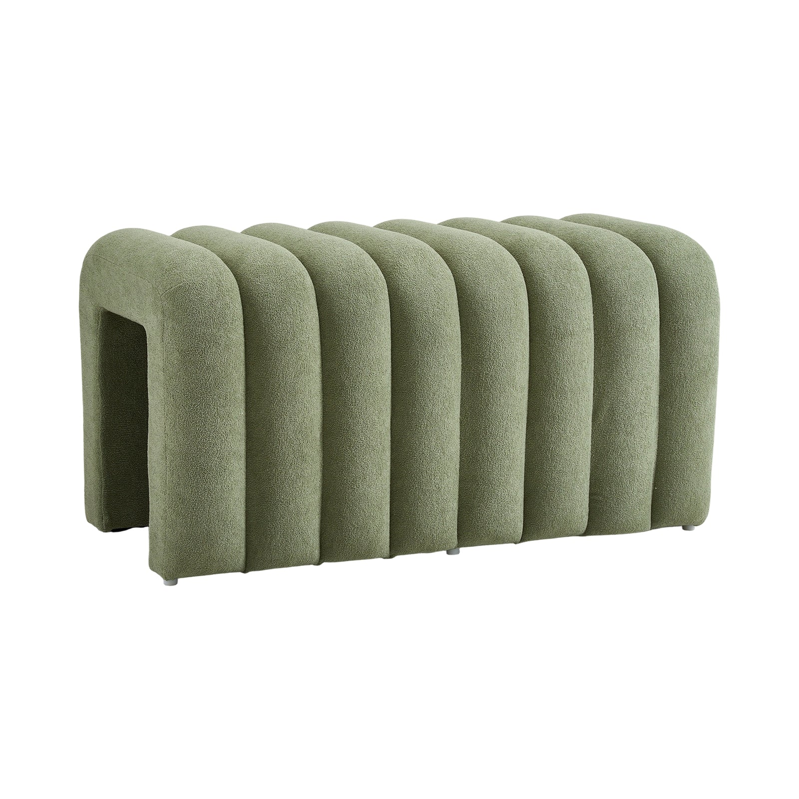 Modern U-shaped Upholstered Footstool Accent Stool | Green