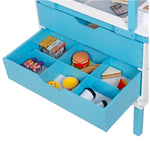 Kids Wooden Food Cart Shop Pretend Play Toy Burger Ice Cream Stand 2 In 1 3+